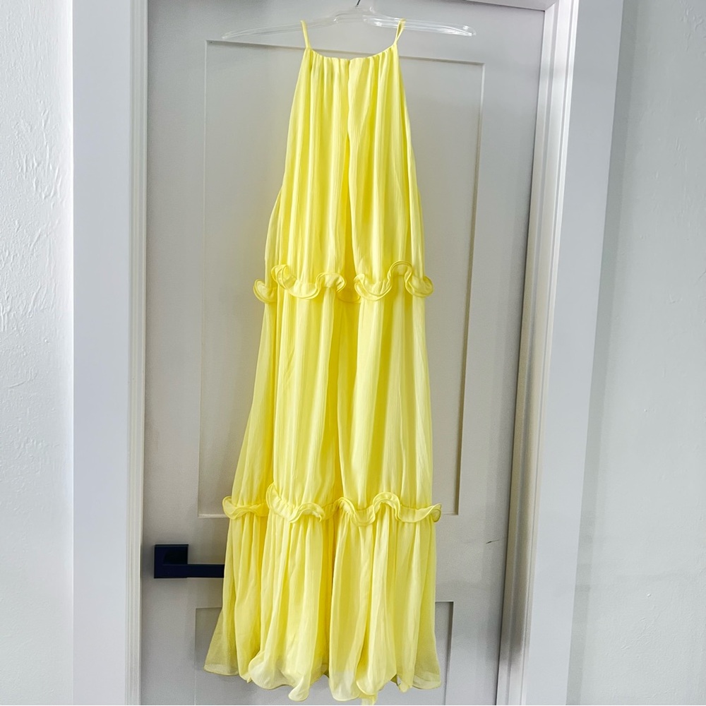 Endless Rose Light Yellow Tiered Maxi Dress Size M